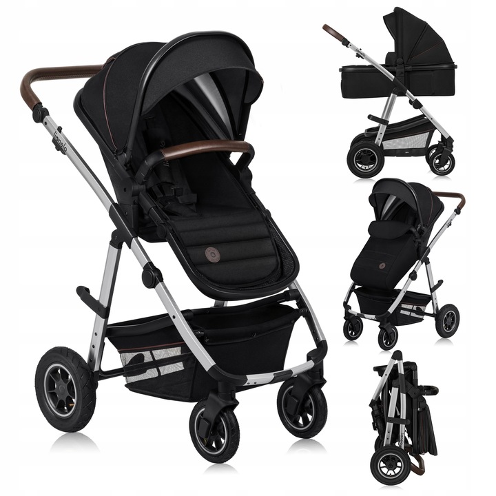 Lionelo Kočárek AMBER 2IN1 2024 BLACK SILVER LEVNĚ