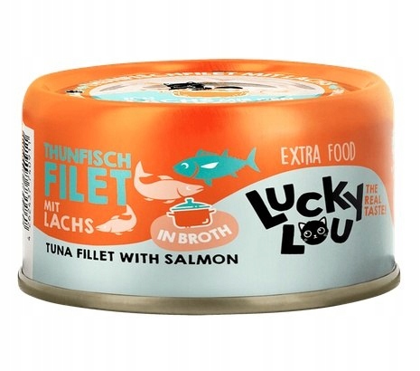 Lucky Lou Extrafood Tuňák & losos v vývaru plechovka 70 g