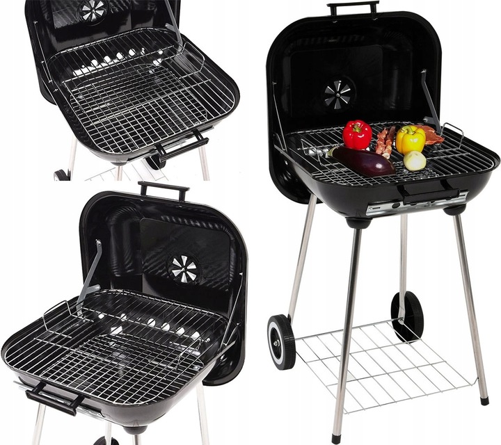 LUND ZAHRADNÍ GRIL S VÍKEM A KOLEČKY BBQ 40X45 CM PRO UHELNOU ZAHRADU 99904