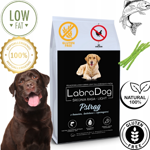 LabraDog Superfood Senior&Light Pstruh s lososem pro obézní psy 12kg