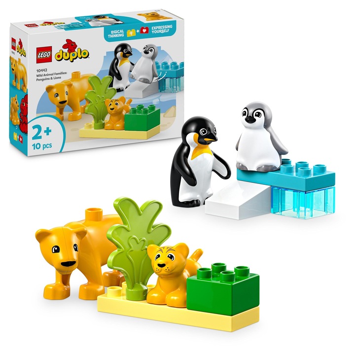 LEGO DUPLO 10442 Rodinky divokých zvířat: Tučňáci a lvi