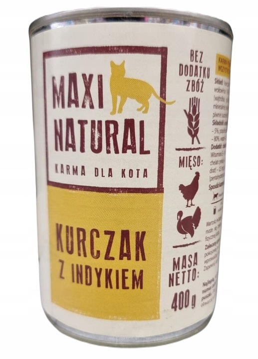Maxi Natural Krmivo pro kočky Kuře s krůtím masem 400 g