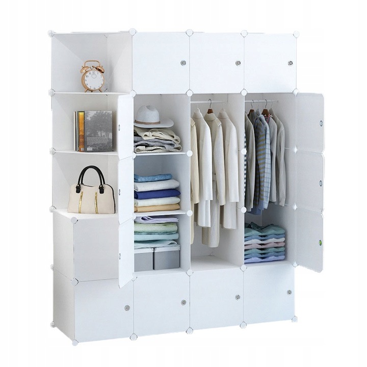 MODULÁRNÍ BÍLÁ SKŘÍŇ ŠATNÍ SKŘÍŇ VĚŠÁK NA OBLEČENÍ SKŘÍŇKA XXL POLICE TYČ