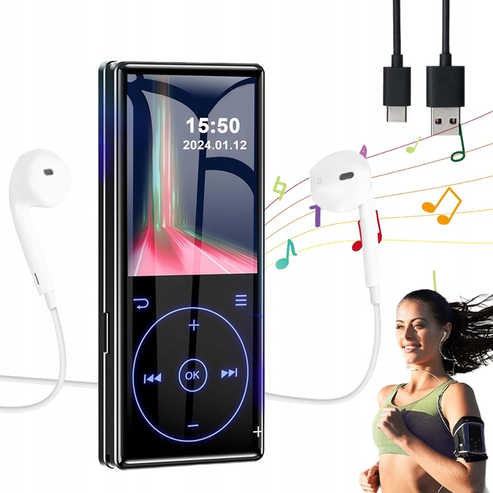MP3 PŘEHRÁVAČ DOTYKOVÝ BLUETOOTH FM BUDÍK ČERNÝ + 32GB KARTA