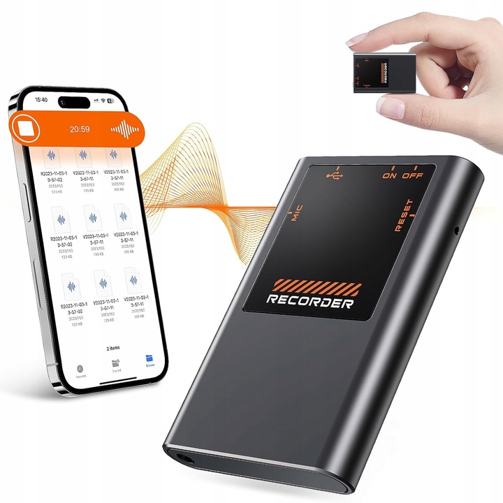 MINI ZÁZNAMNÍK HLASU 64 GB S POTLAČENÍM ŠUMU PRO NAHRÁVÁNÍ ROZHOVORŮ
