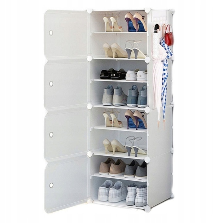 MODULÁRNÍ SKŘÍŇKA NA BOTY DROBNOSTI KONTEJNER KOMODA REGÁL MX1 BÍLÁ 8 POLIC