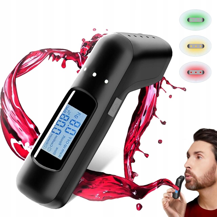 MODERNÍ BEZKONTAKTNÍ ALKOHOLTESTER BEZNÁUSTKOVÝ DISPLEJ VYSOKÝ 200 MAH