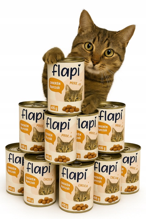 MOKRÉ KRMIVO PRO KOČKY S KUŘECÍM MASEM V OMÁČCE KOMPLETNÍ 10 X 415 G FLAPI