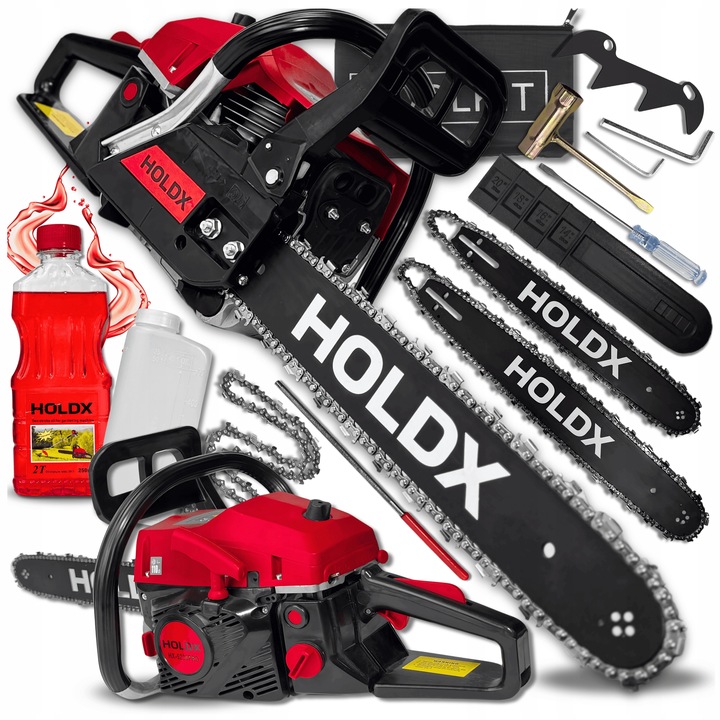 MOTOROVÁ PILA HOLDX 52CC 18"/20", VÝKONNÁ, PRO DŘEVO Z LESA A ZAHRADY, SADA