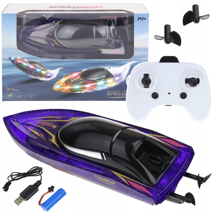 Motorový člun Loď Závodní loď Dálkově ovládaná RC LED světla + dálkové ovládání SLEVA