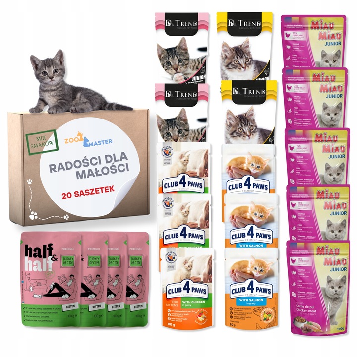 Mokré krmivo Krmivo pro koťata Kapsička Mix Chutí Sada RADOST PRO MALÉ 20ks