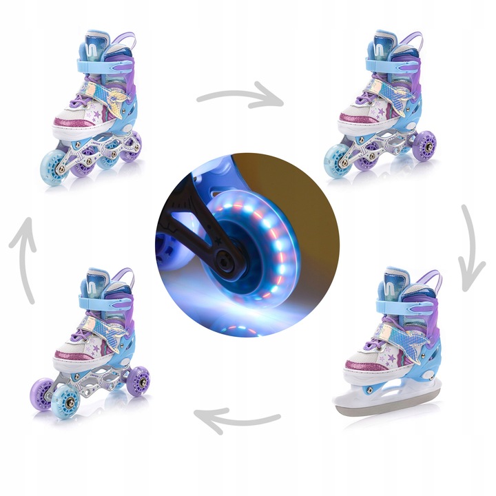 METEOR MOŘSKÁ PANNA XS 4v1 KOLEČKOVÉ BRUSLE brusle 2v1 kolečkové kolečkové brusle kolečkové brusle 82A SLEVA