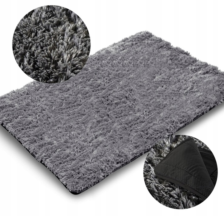 Měkký Koberec Shaggy Antislip 120 x 160 cm Barva Tmavě šedá