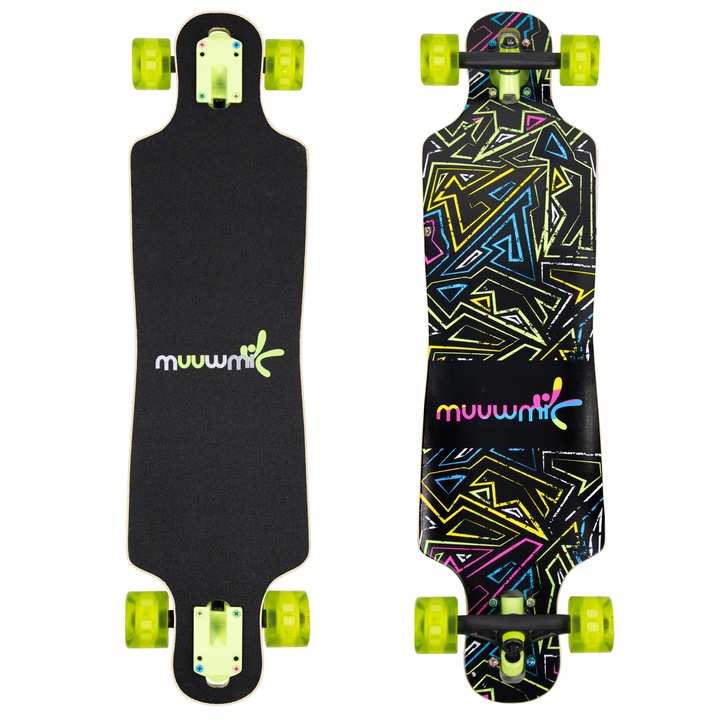 Muuwmi Longboard Compact ABEC 7 NEON, se svítícími kolečky