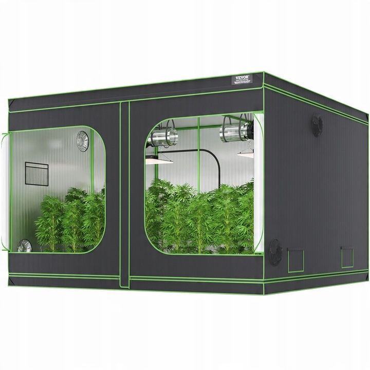 Namiot Grow 305x305x203CM Nosność 60KG Czarny I Zielony Tkanina Oxford 600D