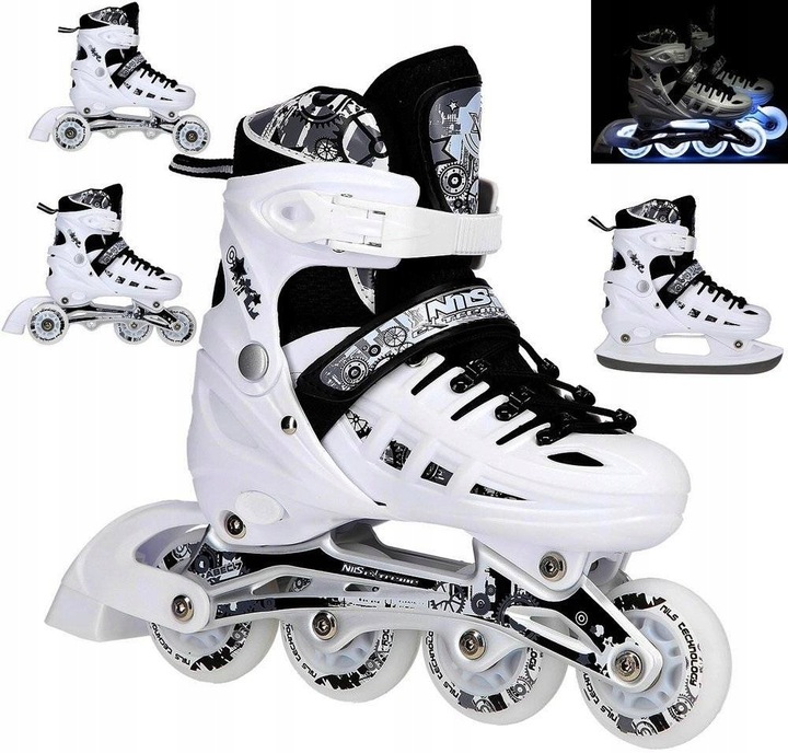 NILS BRUSLE 2V1 4V1 BÍLÉ LED M(35-38) NH10905 NAVIJÁKY BRUSLE 2V1