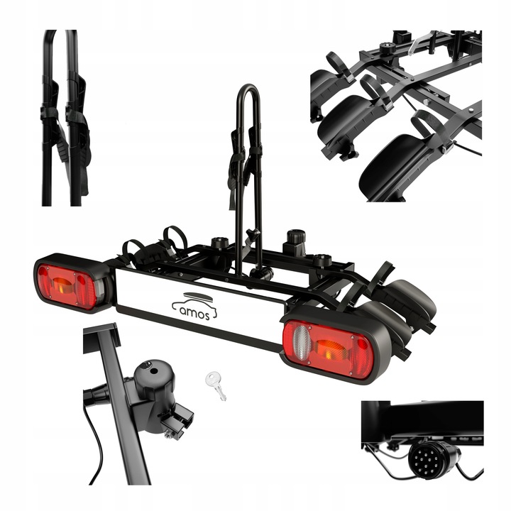 Nosič kol nosič na hák AMOS TYTAN 2 PLUS 2 jízdní kola 13PIN ČERNÁ