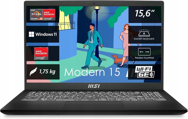 Notebook MSI Modern 15 B7M-284 15,6" AMD Ryzen 5 16 GB / 512 GB