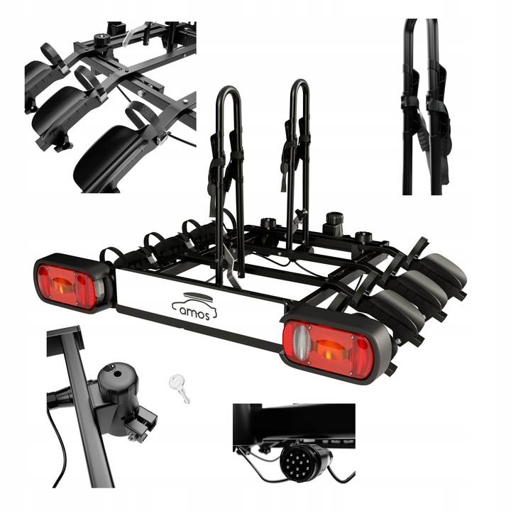 Nosič jízdních kol platforma na háček AMOS Titan 4 KOLA VÝKLOPNÝ 75 kg