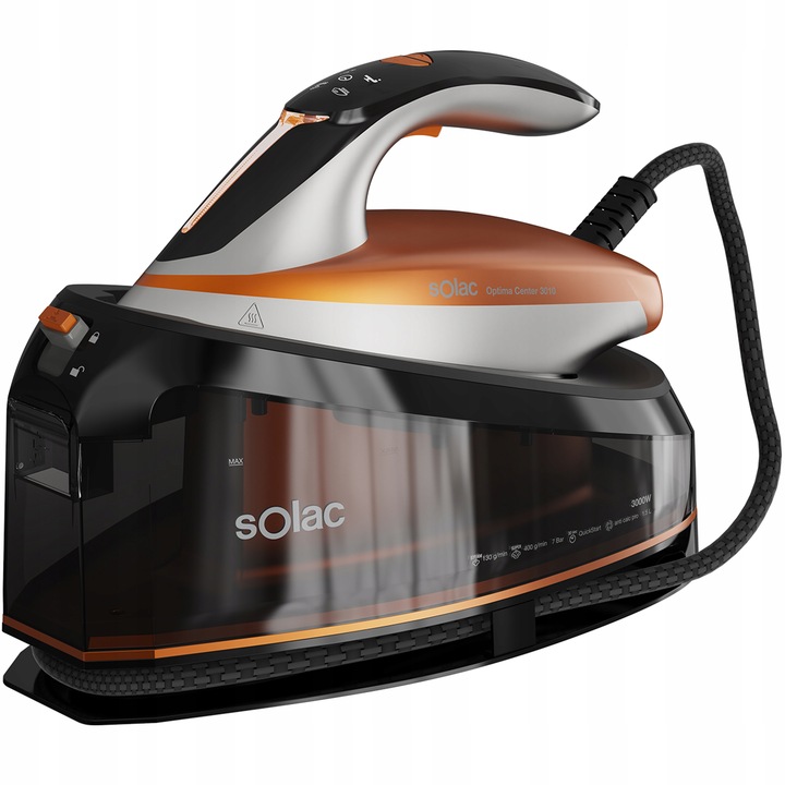NAPAROVACÍ STANICE GENERÁTOR PÁRY ŽEHLIČKA S NAPAROVACÍ STANICÍ Solac Optima 3000W nejlevnější