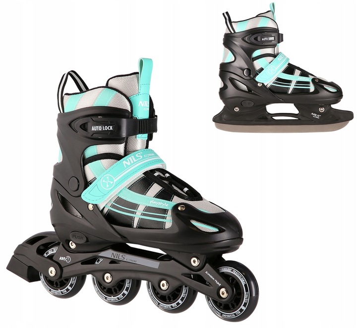 NILS 2v1 Brusle 2v1 a Kolečkové Brusle Rekreační Brusle Na Led Pro Mládež