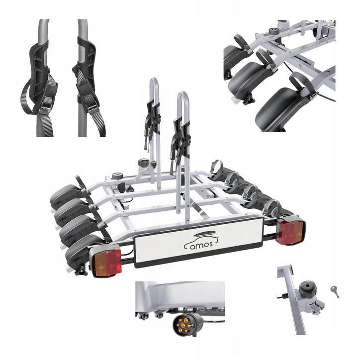 Nosič kol na tažné zařízení Amos Tytan Plus 4 s 7pinovou plošinou pro jízdní kola nosiče na kouli