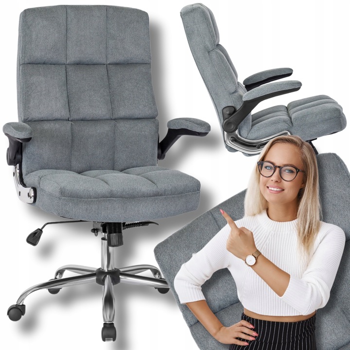 Otočná židle Látková Křeslo K Psacímu Stolu Do kanceláře Otočná Šedá LONDON nejlevnější