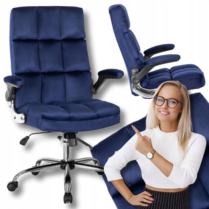 Otočné křeslo Velurové Křeslo K Psacímu Stolu Kanceláře Obývacího pokoje Tmavě modrá LONDON