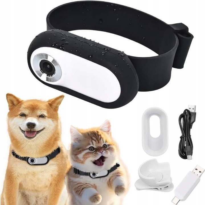 Obojek pro domácí mazlíčky s HD 1080P kamerou pro videa a fotky, 170° 0K