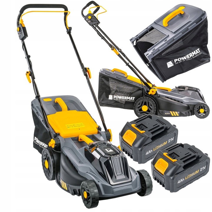 POWERMAT SEKAČKA 38 Cm 33-75mm +2x 4Ah AKUMULÁTOR 20V KOŠ 42L PM-KSA-40M