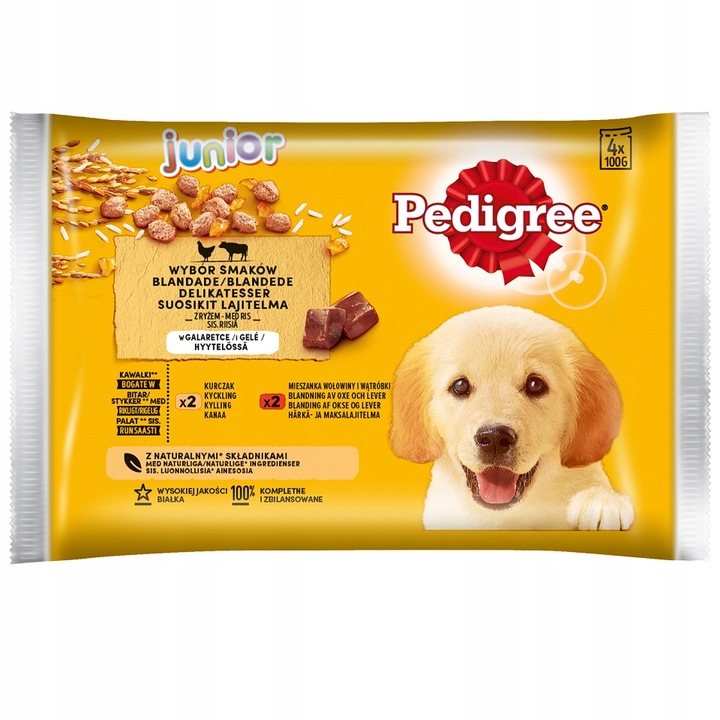 PEDIGREE Junior Výběr mix chutí s rýží 52x100 g