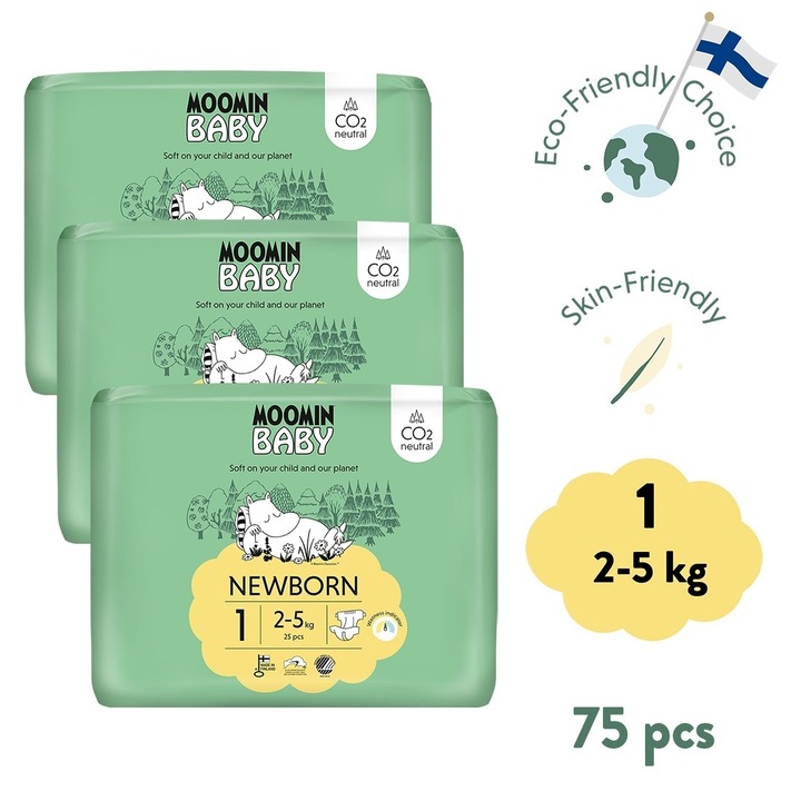 Plenky Moomin Baby Newborn Velikost 1 75 ks