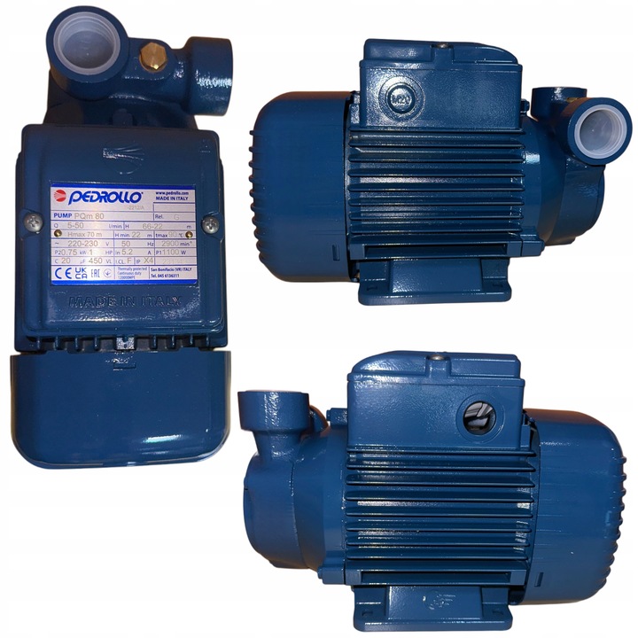 POVRCHOVÉ ČERPADLO NA VODU ROBUSTNÍ, SILNÉ ITALSKÉ PEDROLLO 750 W, 230 V PQM80