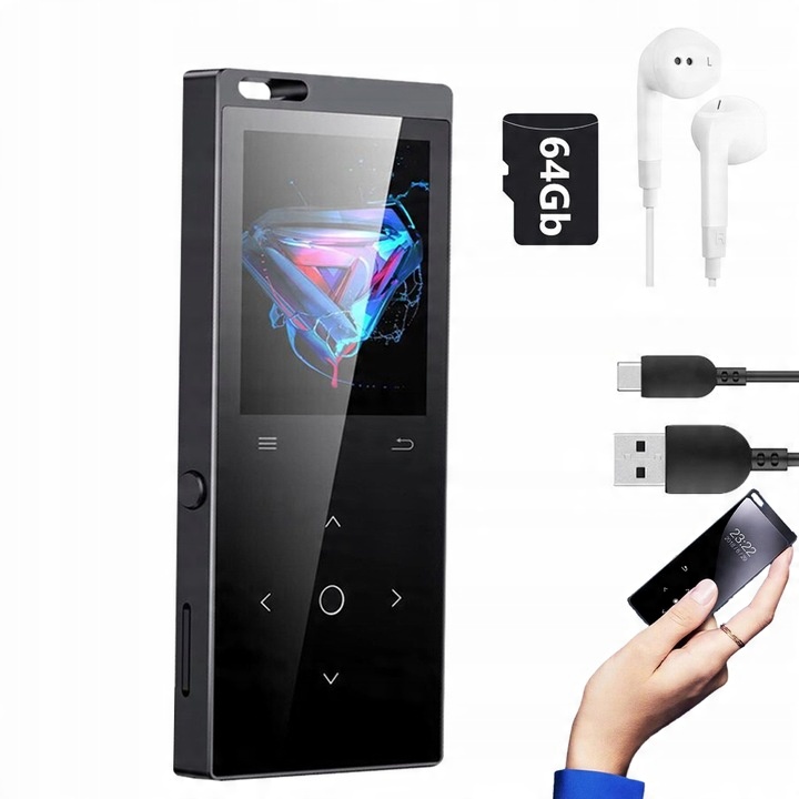 PŘEHRÁVAČ MP4 LCD DIKTAFON HD 64 GB + SLUCHÁTKA