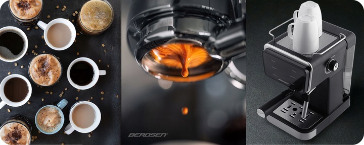 Pákový kávovar s napěňovačem mléka 20 bar 1350W Berdsen