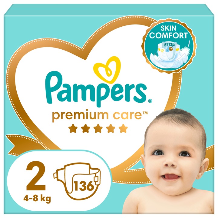 Pampers Premium Care plenky vel. 2 (136 ks plenek) 4-8 kg