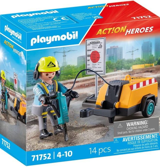 PLAYMOBIL 71752 ACTION HEROES Stavební dělník s pneumatickým kladivem