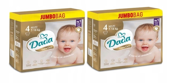 Plenky Dada Extra Care velikost 4 82 ks x 2 velké sáčky
