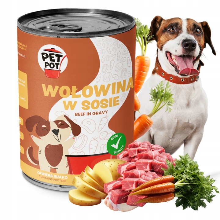 PetPot Krmivo mokré pro dospělého PSA Hovězí v omáčce konzerva 415g