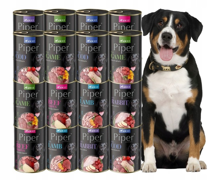 PIPER Adult vlhké krmivo pro psy MIX CHUTÍ 24x400g Dolina Noteci