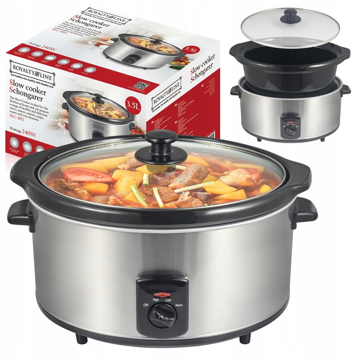 Pomalý hrnec Royalty Line SLC-1012 3,5 l stříbrný/šedý 240 W