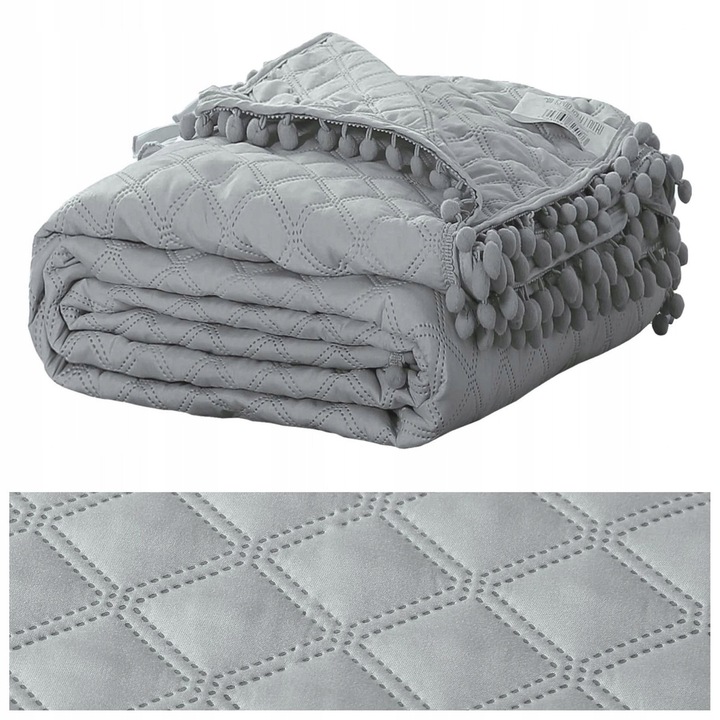 Přehoz 160x220 Prošívaná pohovka na postel Oboustranná Pompoo Šedá