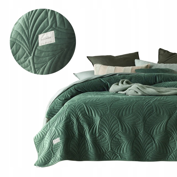 Přehoz na postel velur velvet prošívaný 200x220 Feel zelený