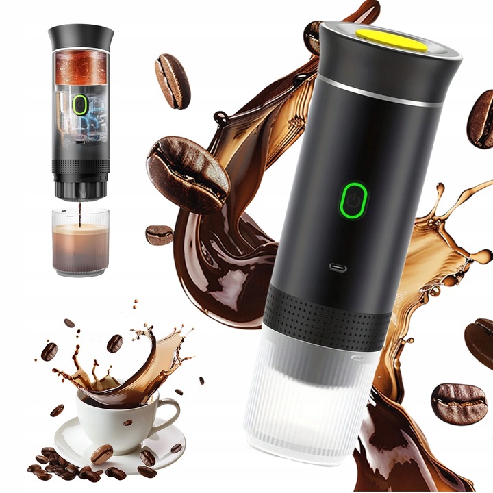 Přenosný automatický kávovar na kapsle i mletou kávu, 15 barů