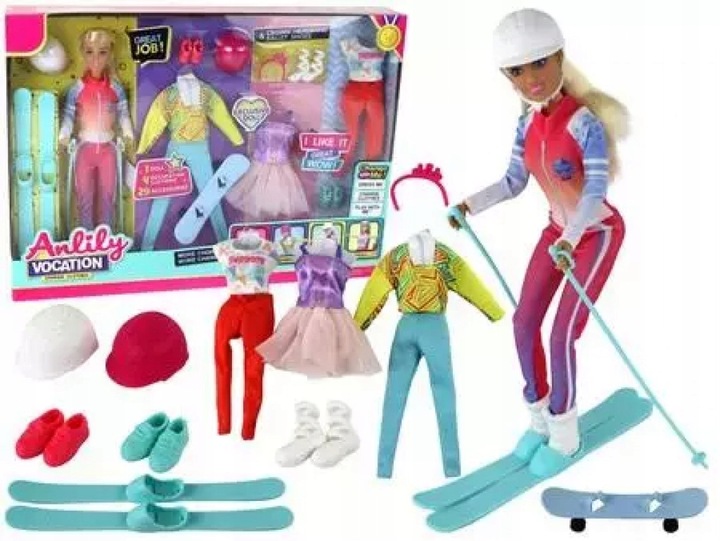 Panenka Anlily sport + doplňky 440 x 320 mm Leantoys hračka