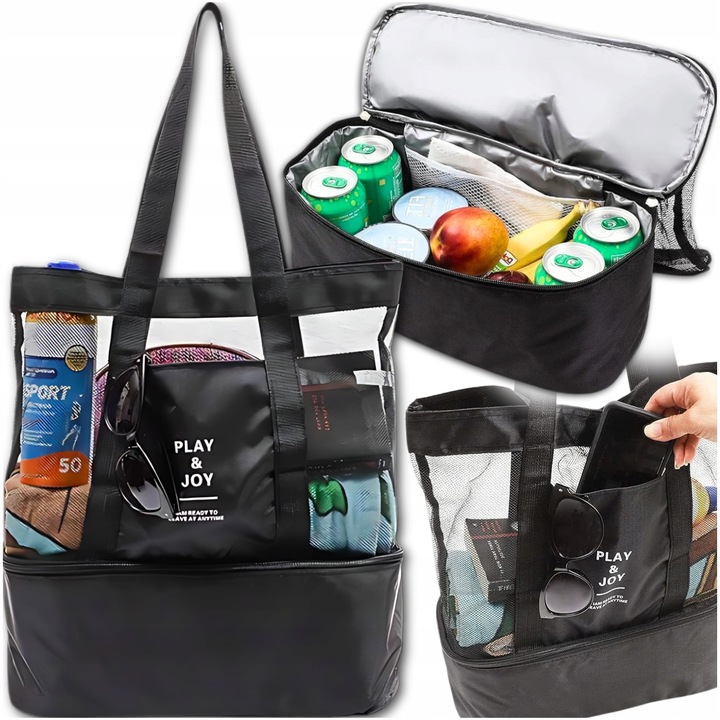 Plážová termotaška přes rameno LUNCH BOX dvojitá, černá, pikniková