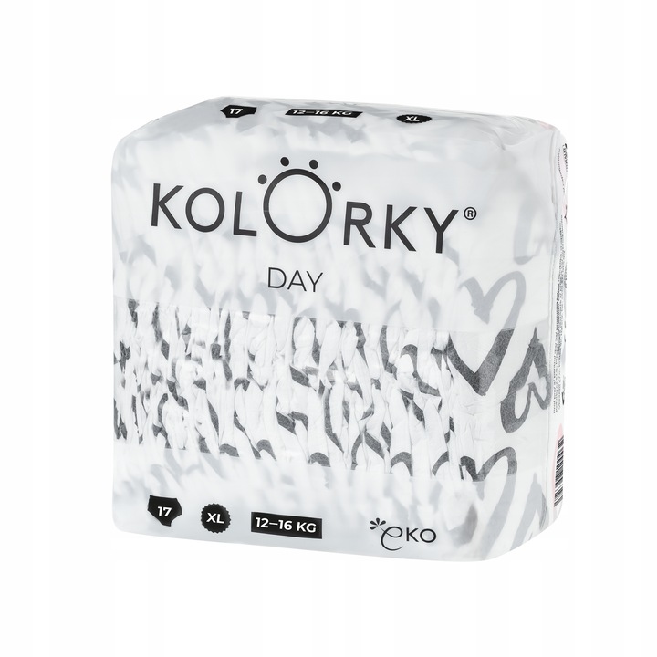 Plenky kojenecké ekologické Kolorky Day Srdce roz.XL 12-16 kg 17 ks