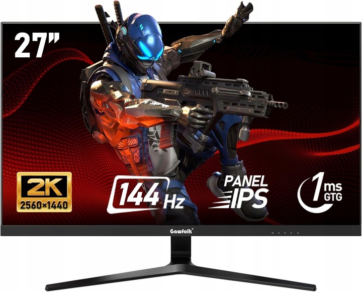 POČÍTAČOVÝ MONITOR GAWFOLK 27" DISPLEJ 144HZ HDMI DISPLAYPORT 1MS GAMING PRO