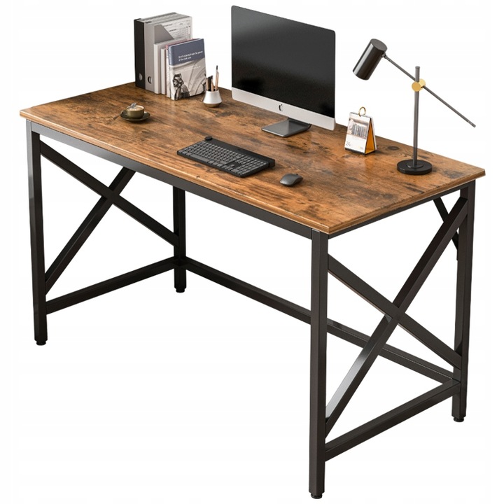 POČÍTAČOVÝ STŮL INDUSTRIÁLNÍ STOLEK RUSTIKÁLNÍ HNĚDÝ LOFT KOVOVÝ RETRO