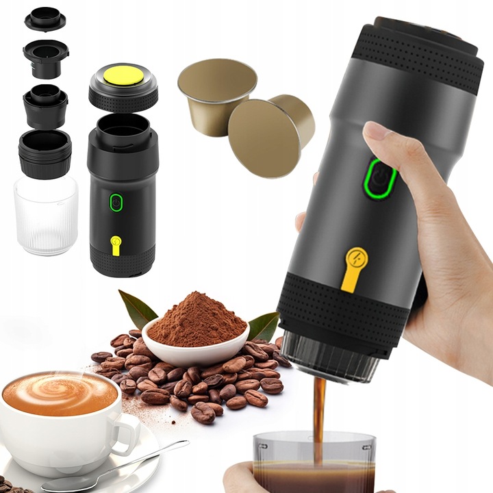 Přenosný kávovar na mletou kávu a kapsle 20 barů – ideální na cesty a kempování